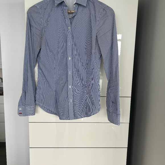 Zara Basic Strip Blue Shirt - Picture 1 of 5